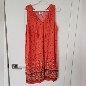 Old Navy Coral Floral Midi Dress
